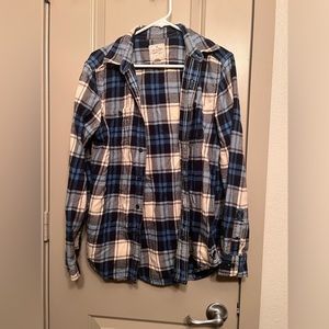 American Eagle blue and white flannel